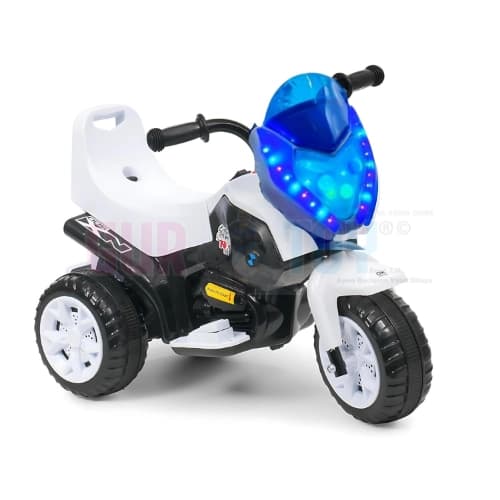 GURTOY® Electric Tricycle for Kids – Battery Operated Ride-On Toy with LED Lights, White