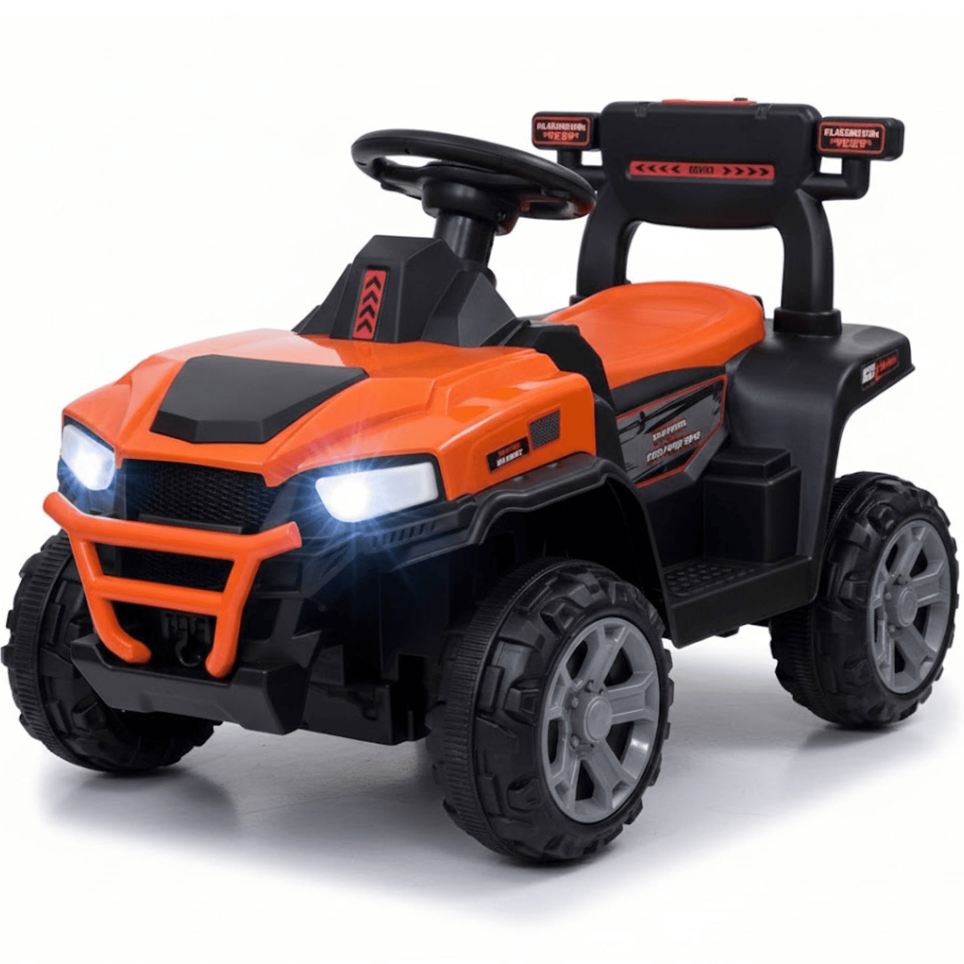 GURTOY® Kids Ride-On ATV Push Car with LED Lights | Foot-to-Floor 4-Wheeler Ride-On Toy with Steering Wheel, Rugged Tyres & Storage Seat Outdoor Off-Road Ride Vehicle for Toddlers Boys & Girls
