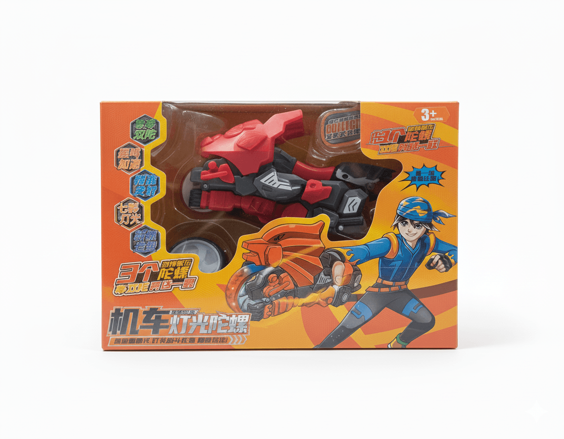 GURTOY® Turbo Light-Up Motorcycle Spinner Battle Top Toy for Kids