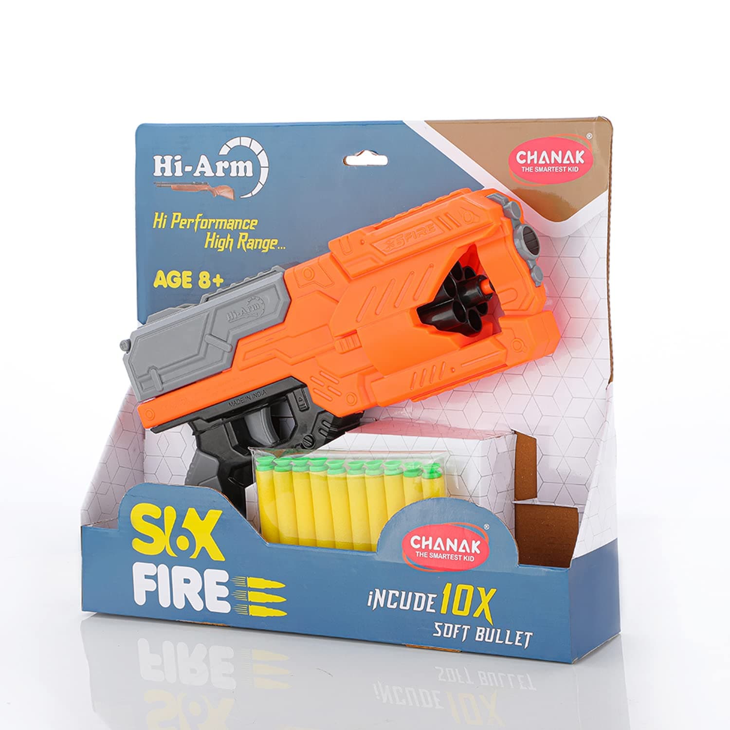 GURTOY i-Arm Six Fire Gun, Includes10x Soft Bullets, High Performance, High Range, Toy Gun, Children Over 8 Years and Above