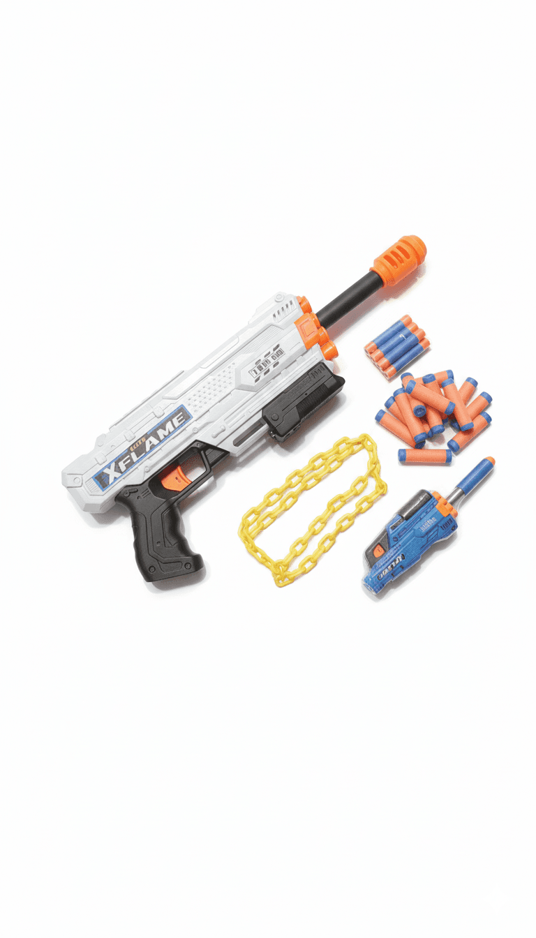 GURTOY® X-Flame Blaster Set with Two Blasters, Chain, and Soft Darts