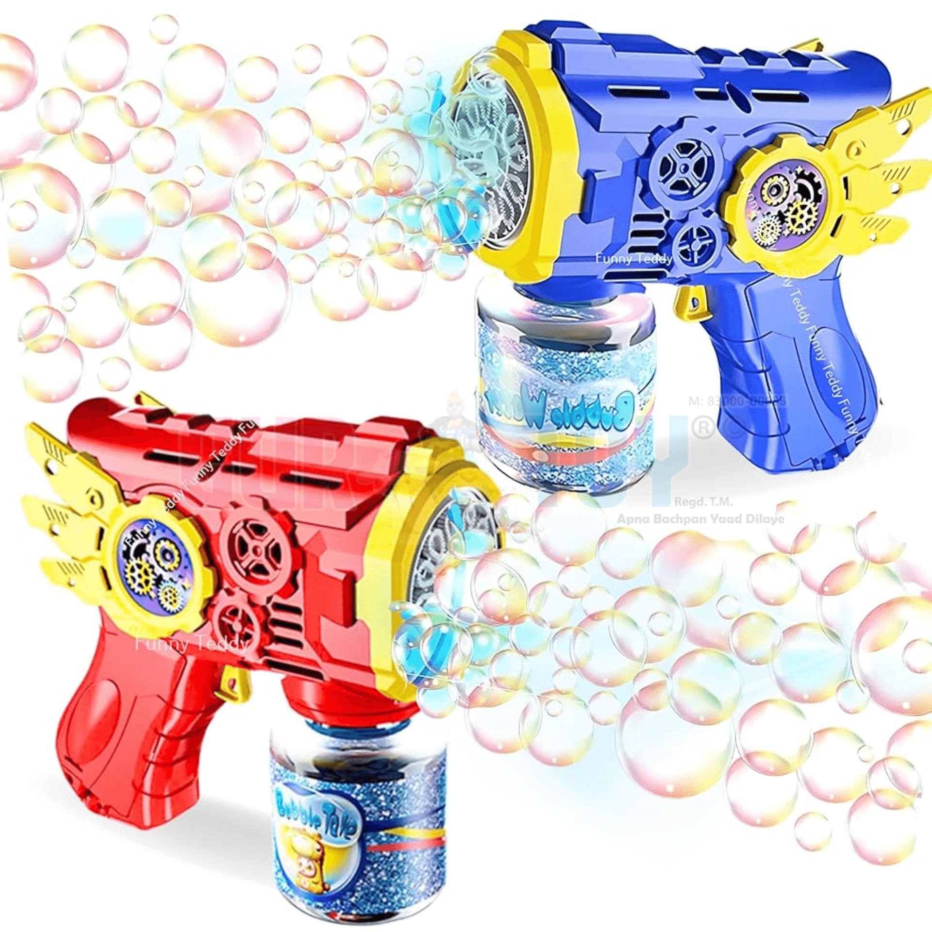 GURTOY® LED Automatic Bubble Gun for Kids – Flashing Lights, Colorful Bubbles & Easy Grip