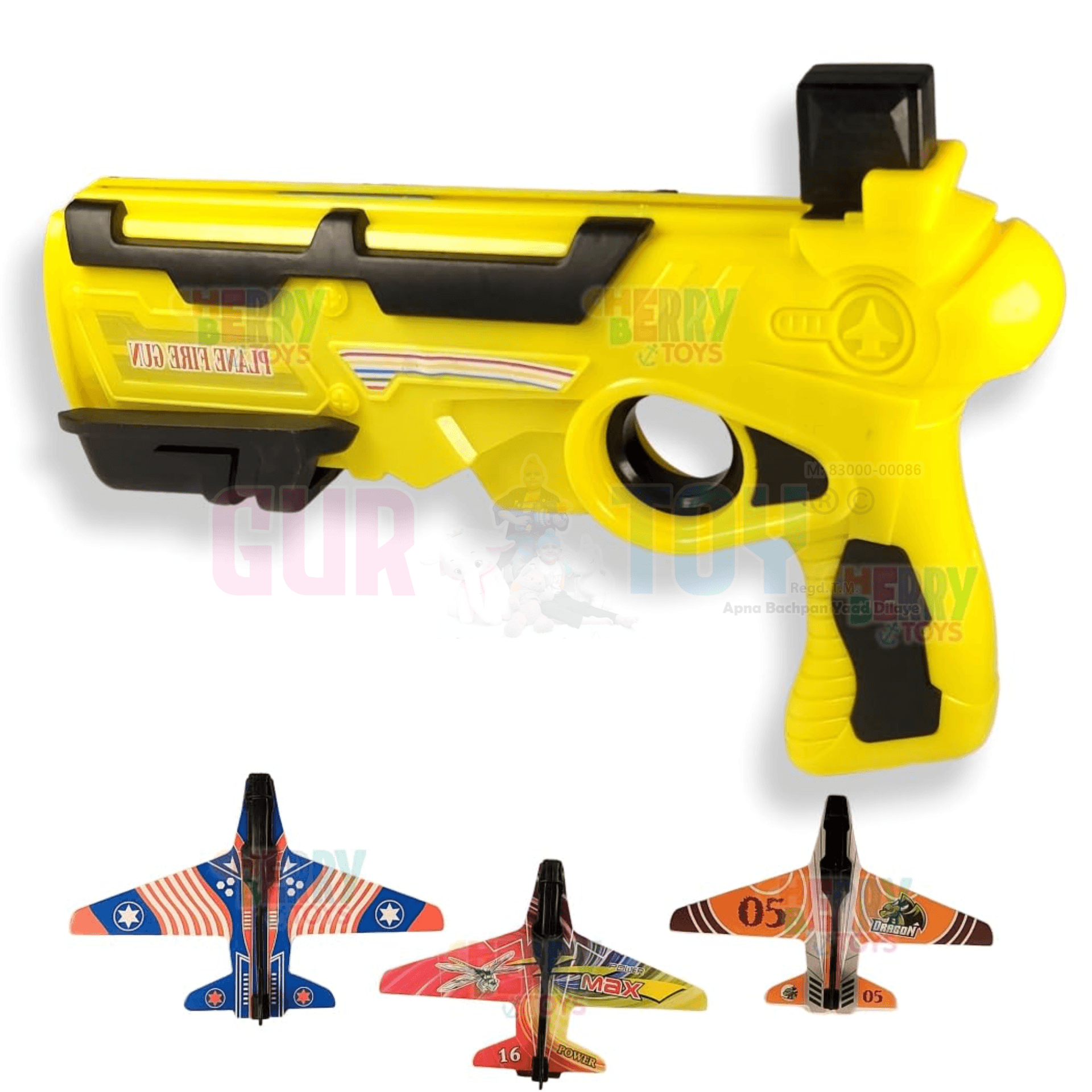 GURTOY® Foam Airplane Launcher Gun with 4 Glider Planes – Manual Shooting Toy Gun for Kids (Multicolor)