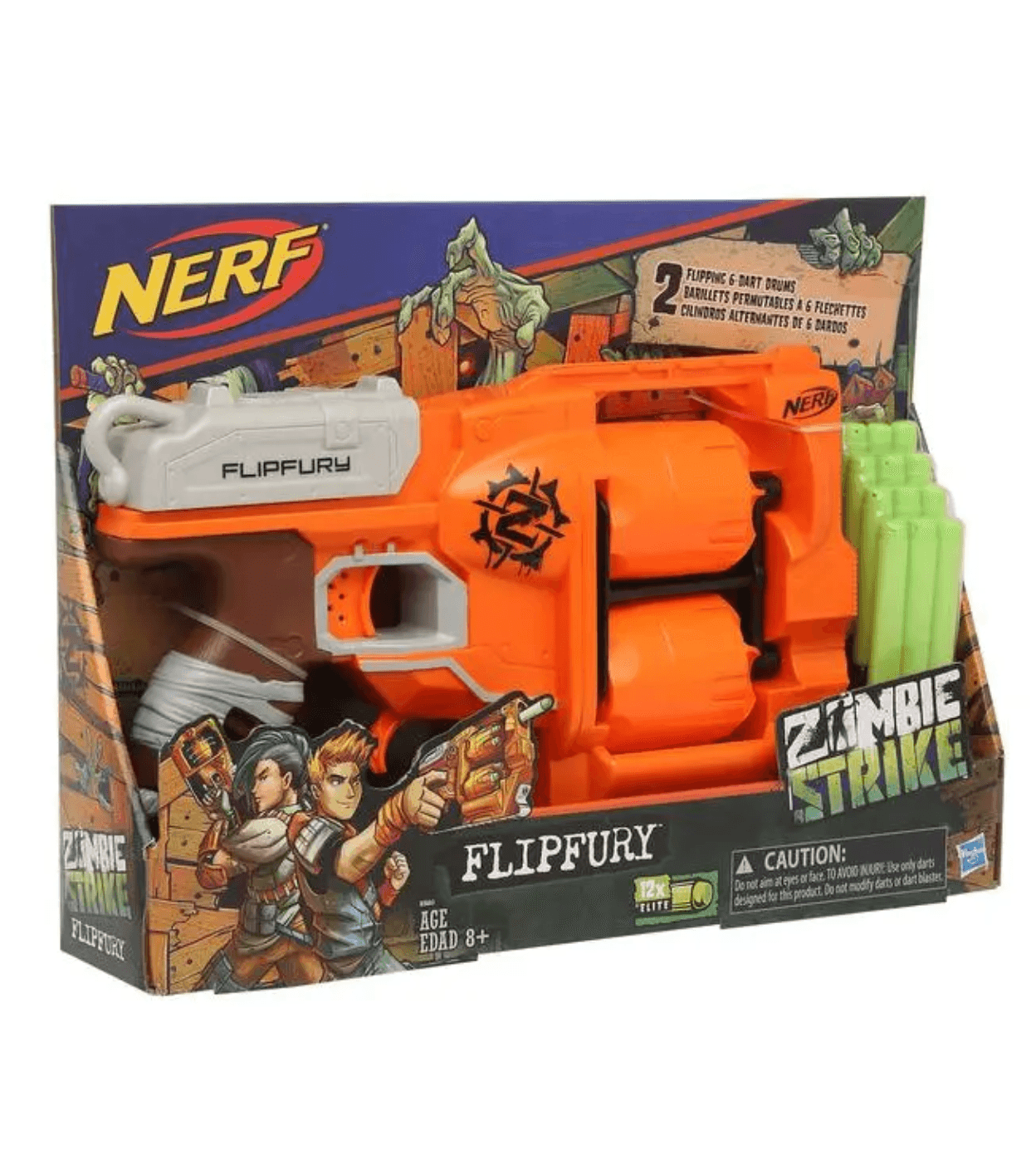 NERF Zombie Strike FlipFury Blaster,Orange