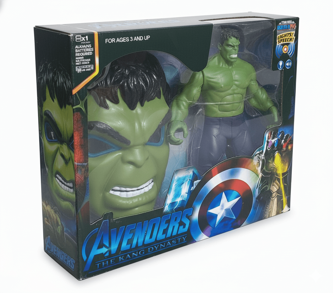 GURTOY® Marvel Avengers Hulk Titan Hero Action Figure with Roaring Mask, Lights & Sounds for Kids