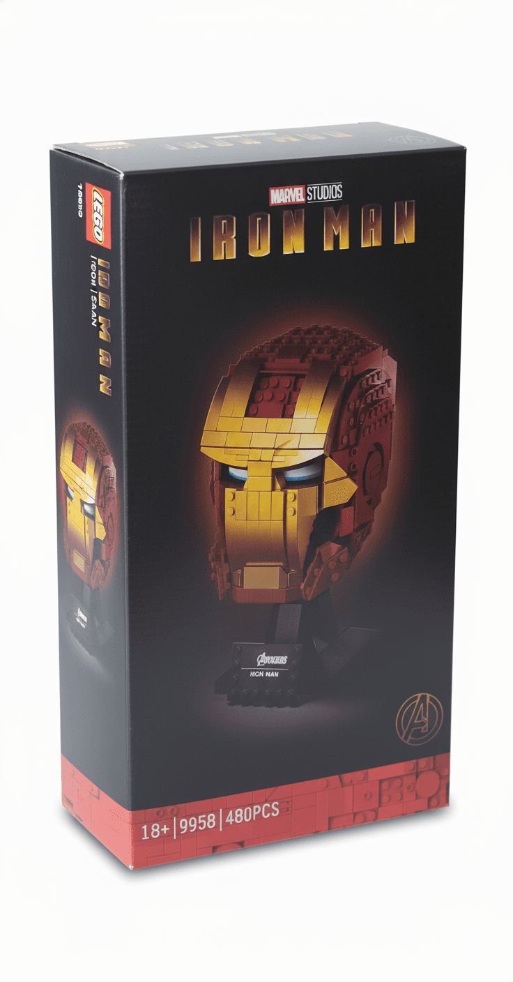 GURTOY® Marvel Iron Man Helmet Building Block Set (480-Piece Collectible)