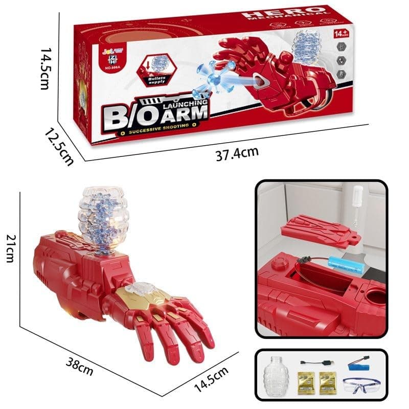 GURTOY® Iron Man Electric Arm Gauntlet Gel Ball Blaster Toy