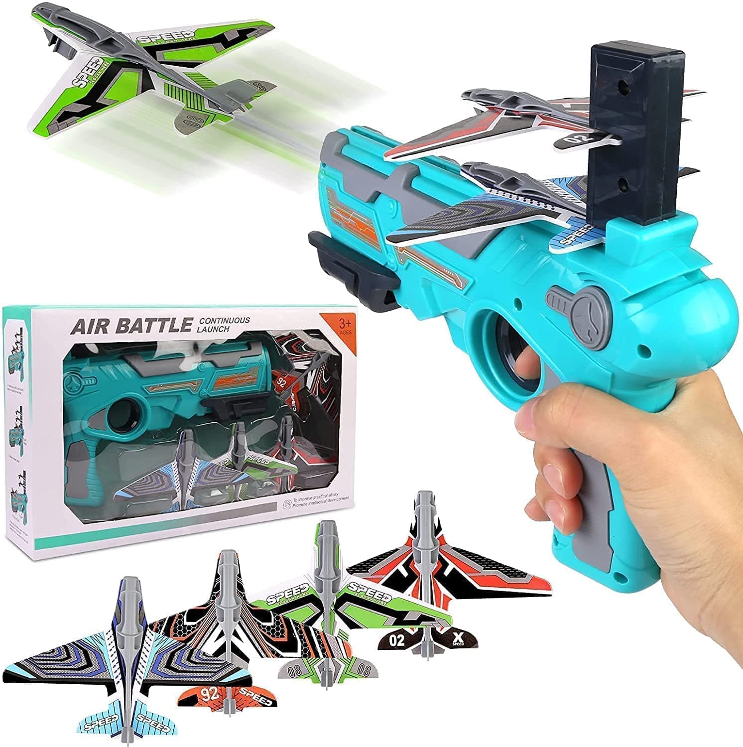 Gurtoy Air Battle Gun Launcher Toy Airplane with Glider Plane|Boys Toys Age 6-8 with One-Click Ejection Airplane Game