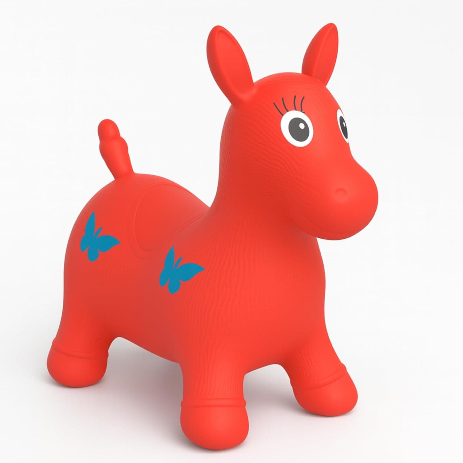 Red Bouncy Animal Hopper for Kids – Inflatable Ride-On Jumping Cow Toy with Pump for Toddlers