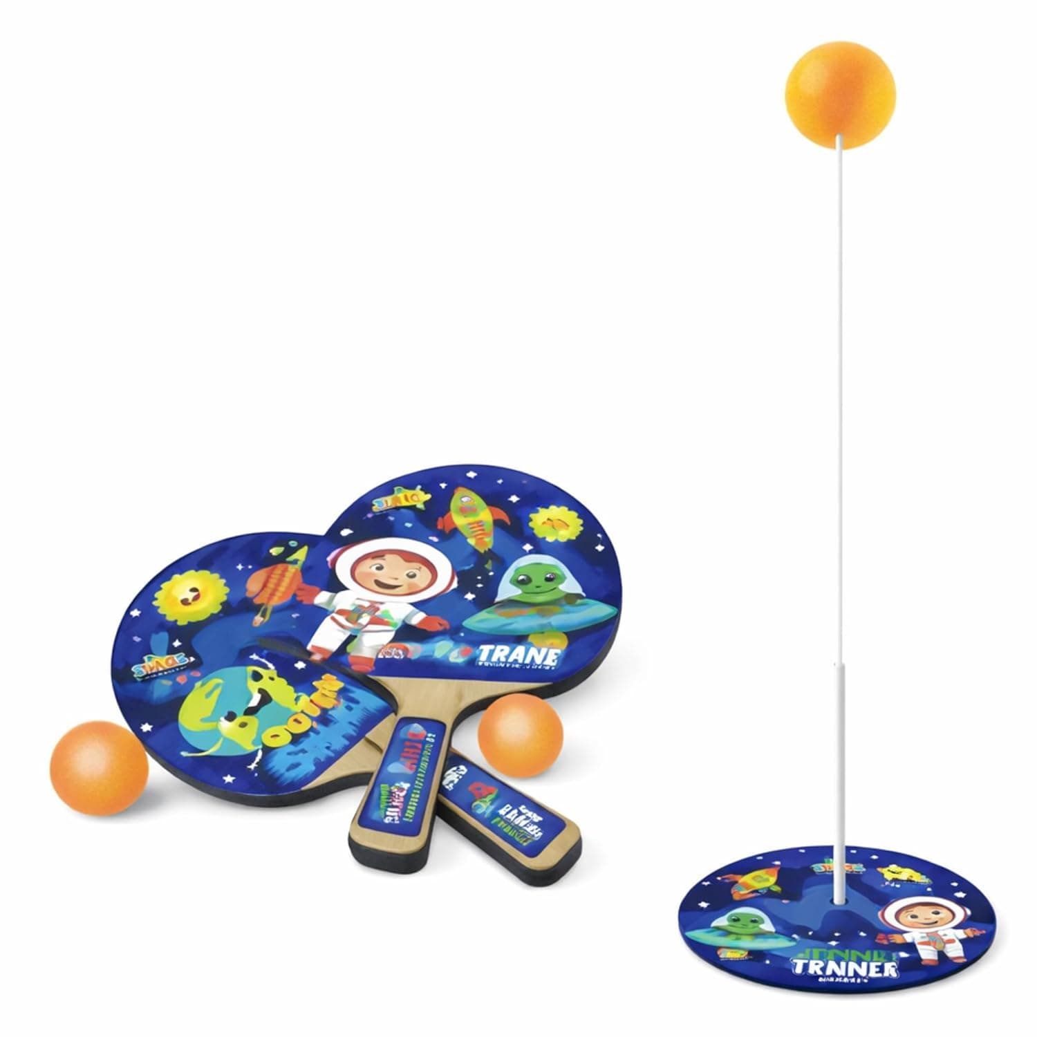Kids Tennis Trainer Rebound Set – Space Theme Outdoor Tennis Practice Toy for Children | Hand-Eye Coordination & Fitness Training Aid