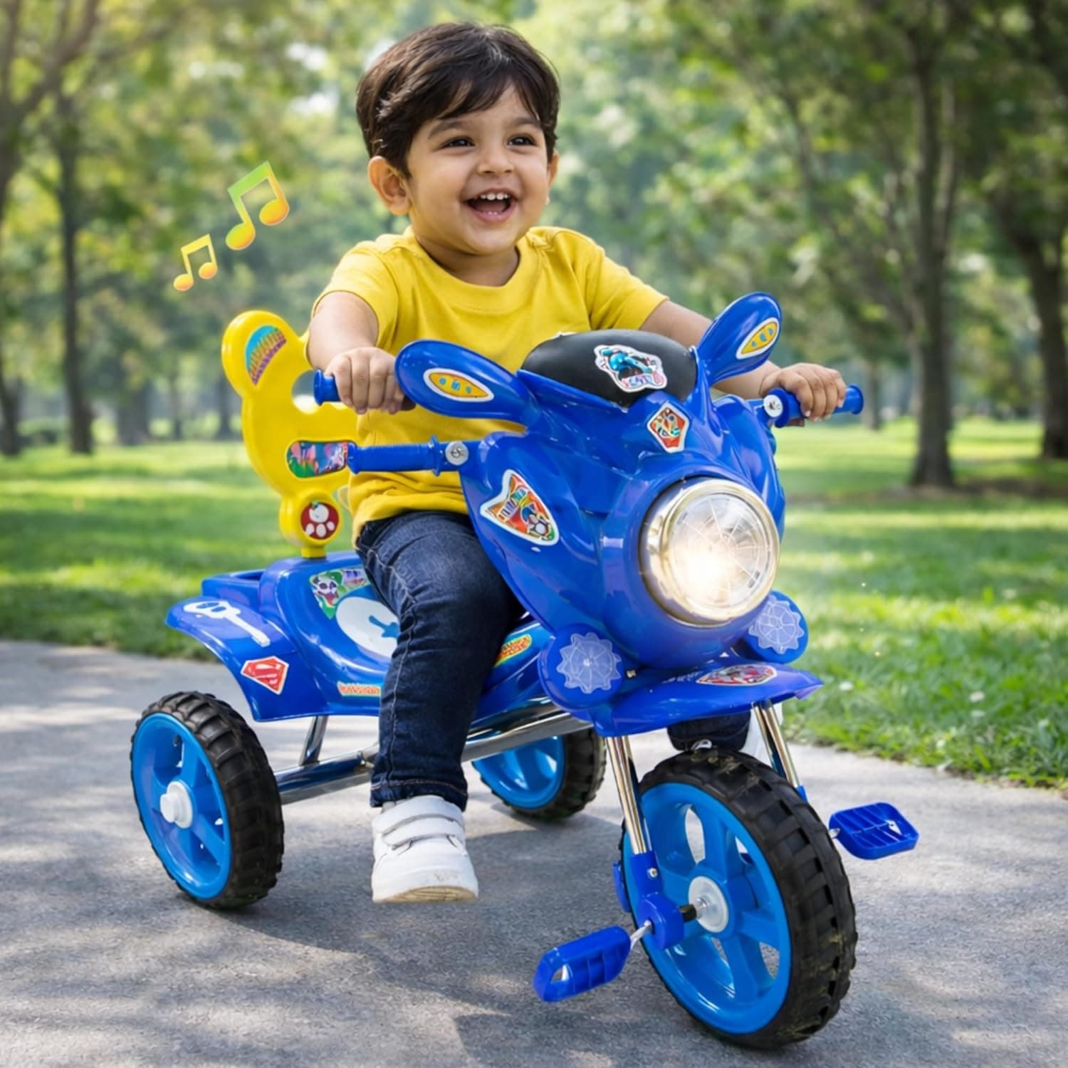 Kids Tricycle for Toddlers 2–5 Years with Backrest & Pedals | Three Wheel Baby Cycle for Boys | Sturdy Ride-On Tricycle with Comfortable Seat (Blue)