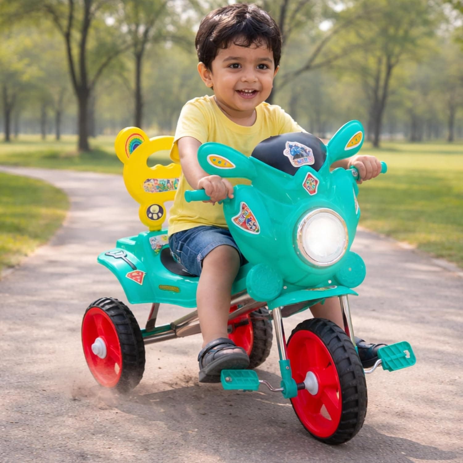 Kids Tricycle with Backrest & Pedals for Boys and Girls (2–5 Years) – Durable Baby Training Cycle with Comfortable Seat, Easy Ride Toddler Tricycle – Green