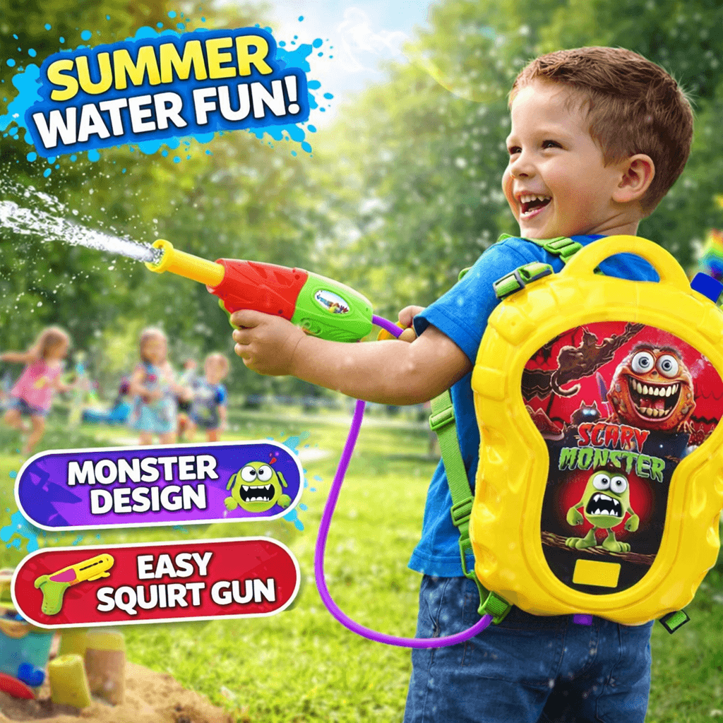 GURTOY Water Gun Backpack Tank Set – Cartoon Water Blaster with Shoulder Straps