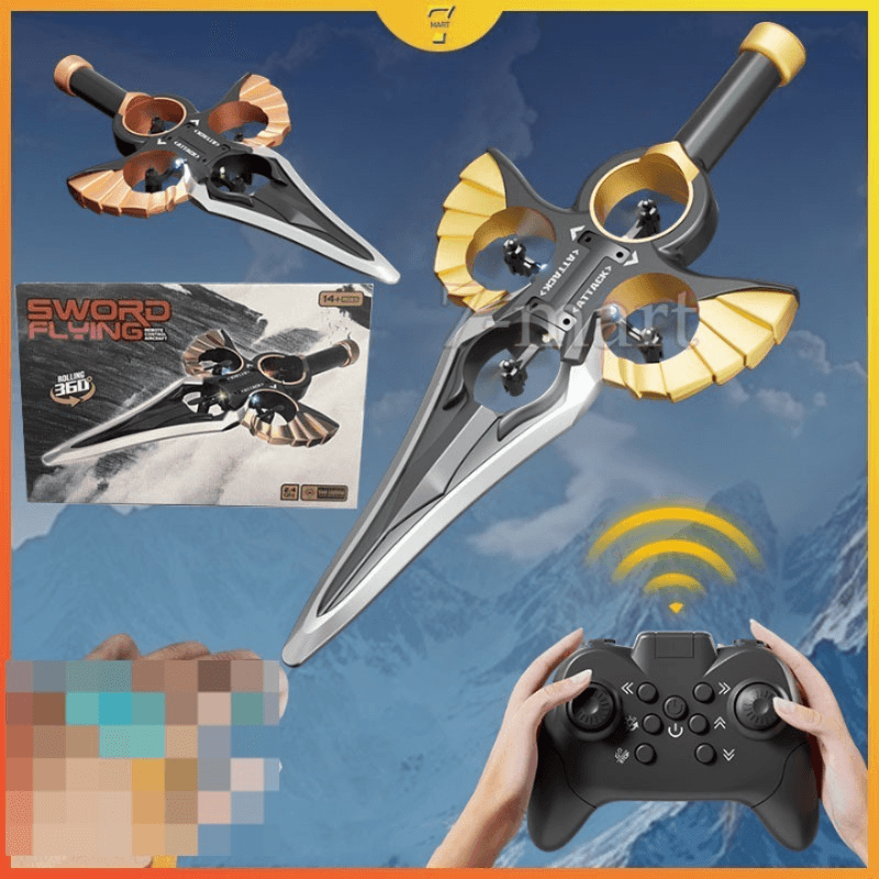 GURTOY Sword Flying RC Drone Toy with Remote Control – 360° Rolling Stunt Quadcopter (14+)
