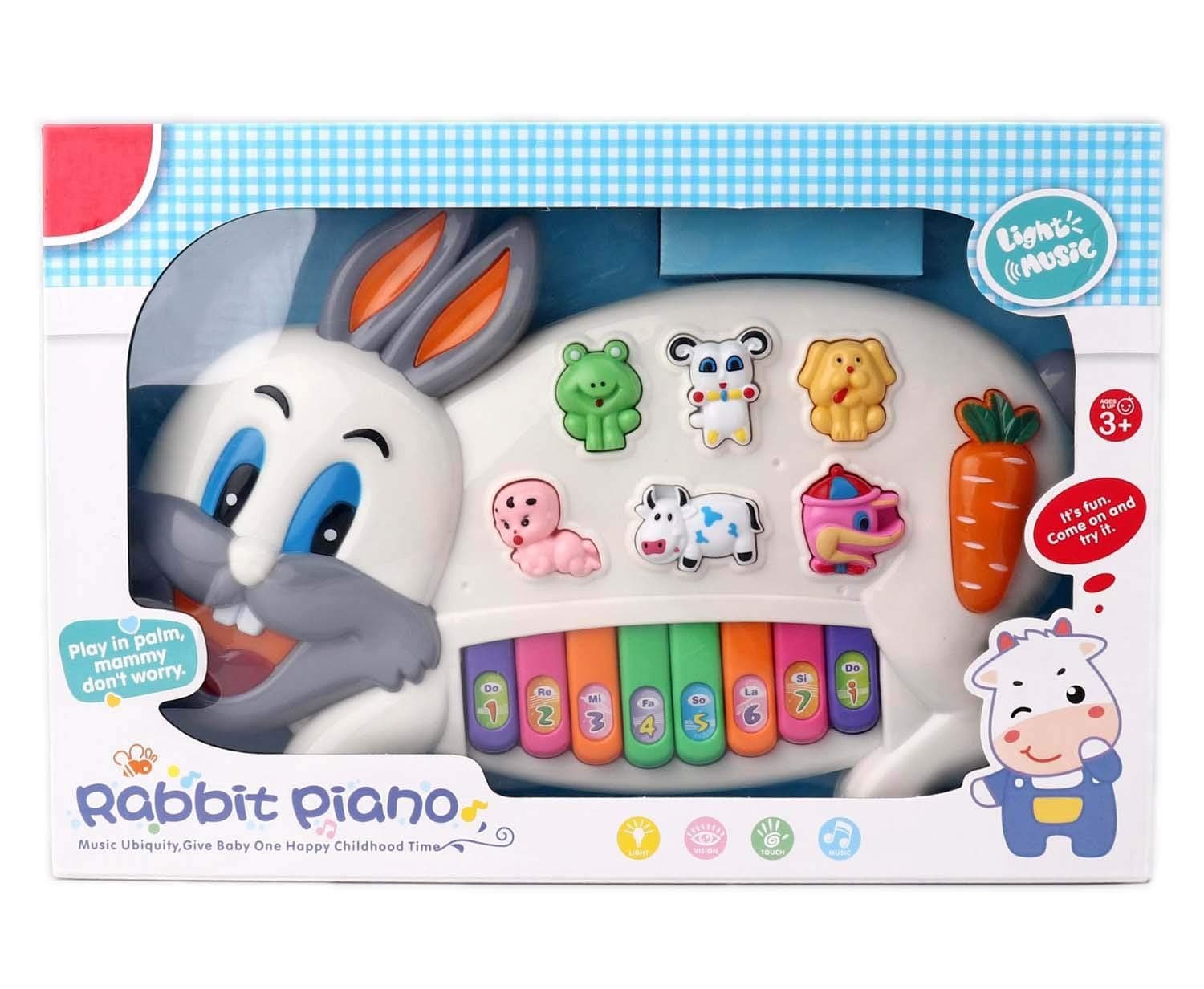 GURTOY® Rabbit Piano Musical Toy for Kids with Lights & Sounds