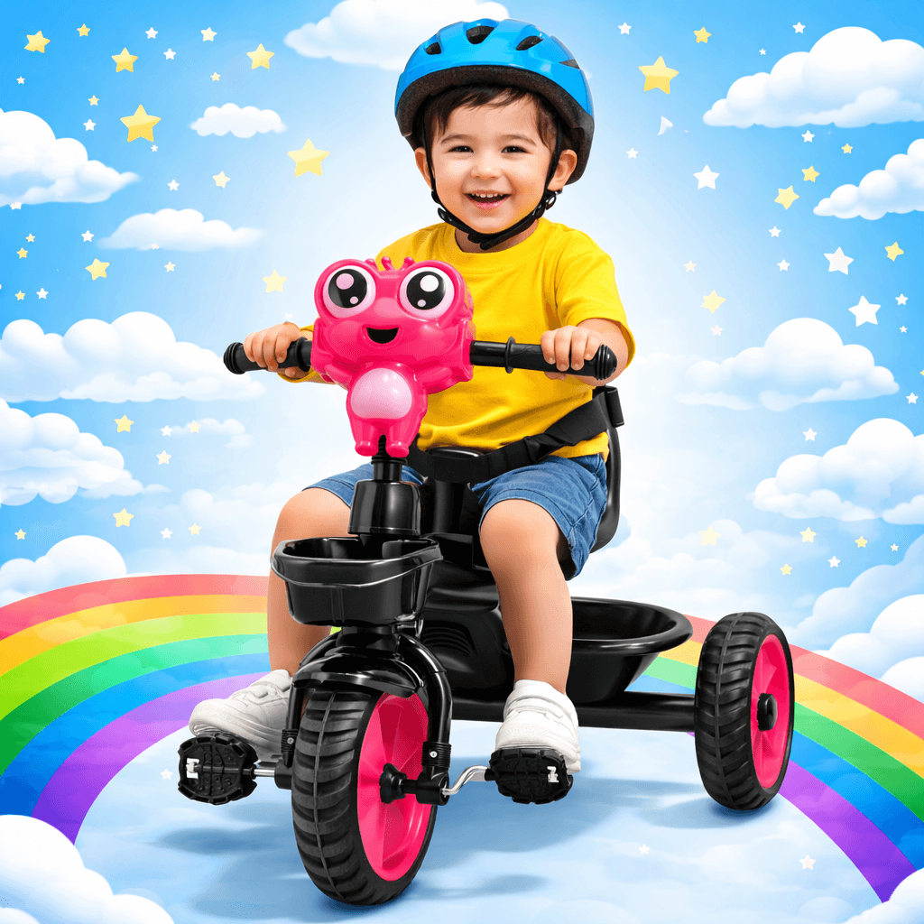 Kids Tricycle for 2 to 5 Years, Baby Trike with Safety Belt & Back Support, Toddler Pedal Cycle with Storage Basket & Music, Ride On Toy for Boys & Girls Indoor Outdoor (Copy)