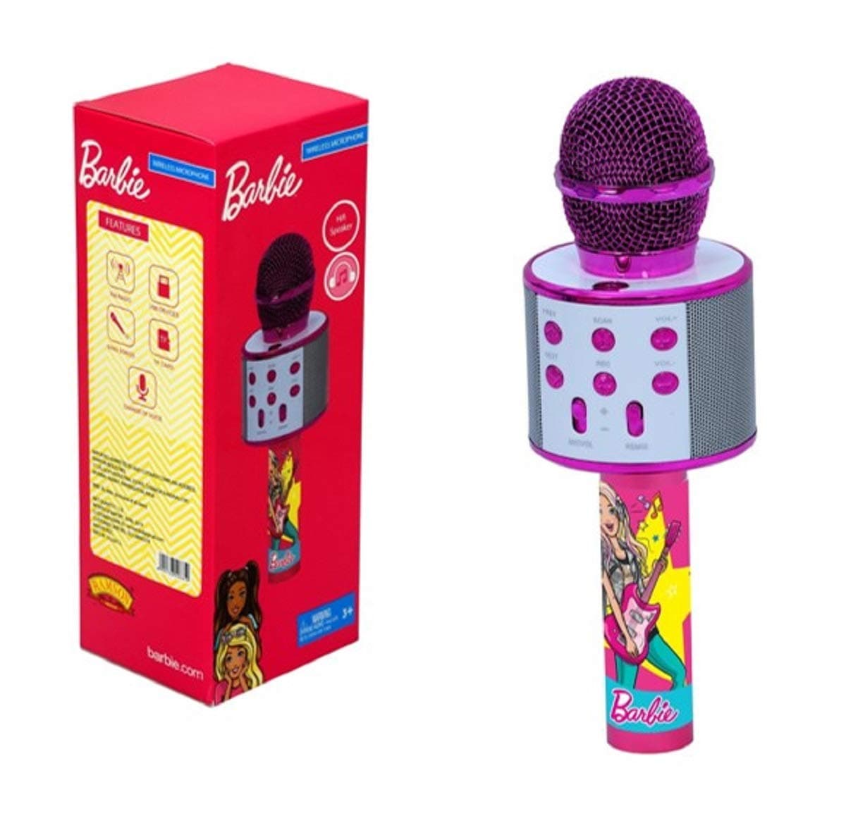 GURTOY® Barbie Wireless Karaoke Microphone for Kids with Speaker, Music & Lights