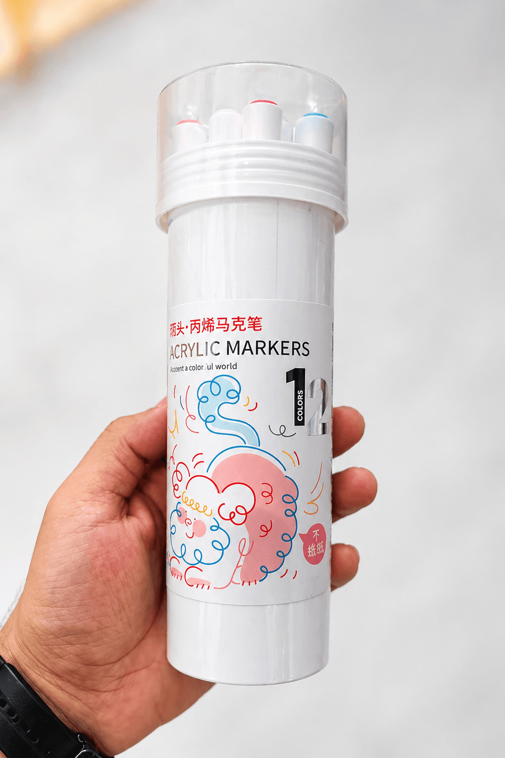 GURTOY® 12 Colors Acrylic Marker Set for Kids Drawing & Craft Activities