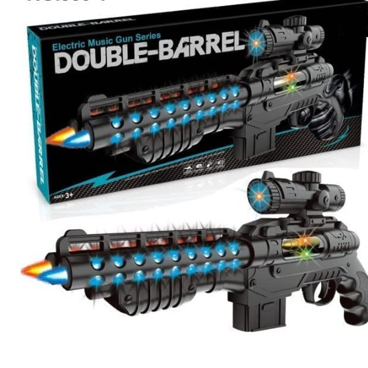 GURTOY® Double Barrel Electric Music Gun Toy with Lights & Sound for Kids