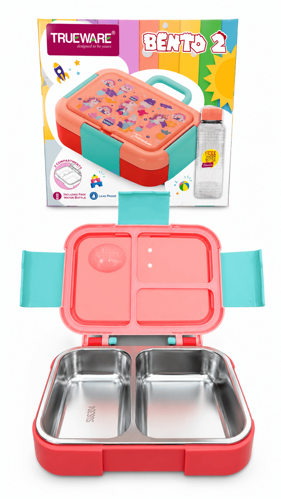 GURTOY® Kids Stainless Steel Bento Lunch Box with Water Bottle