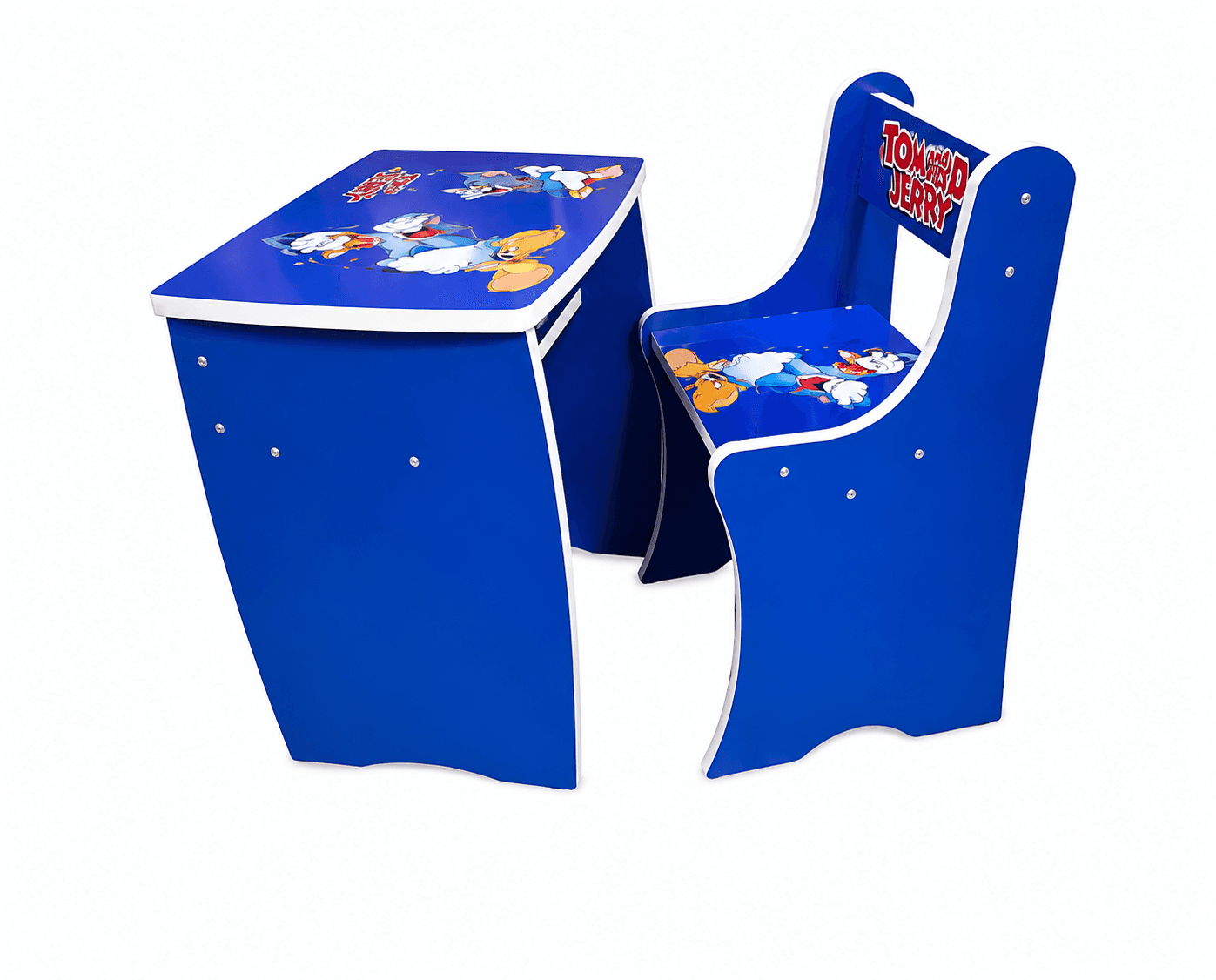 GURTOY® Kids Study Table and Chair Set with Storage Box – Blue Cartoon Learning Desk for Children Age 1-5 Years