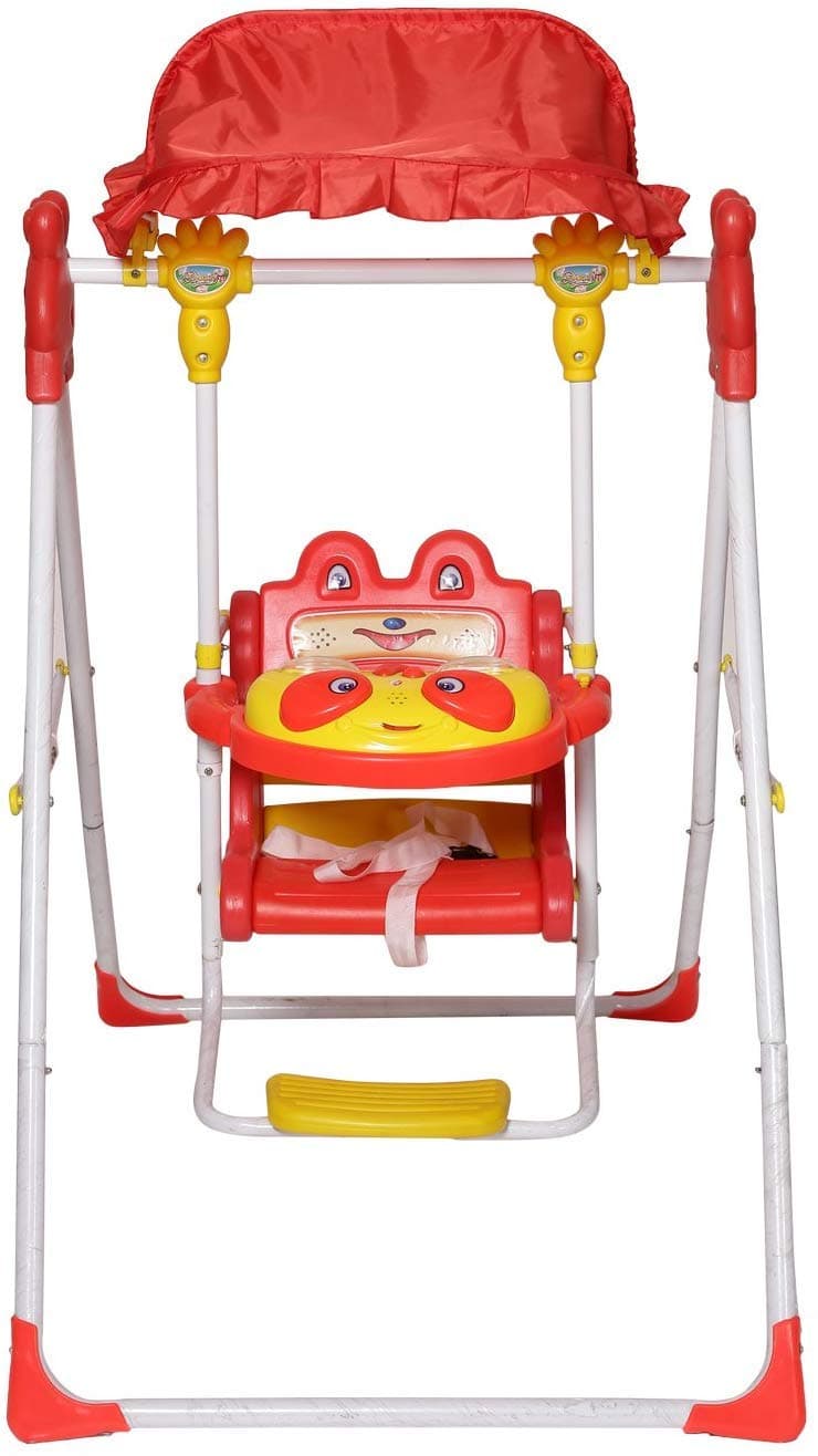 GURTOY® Premium Baby Swing with Canopy | Folding Indoor & Outdoor Baby Jhula for Kids 1-5 Years