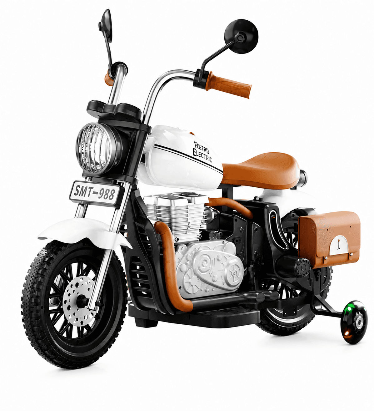 GURTOY® Retro Electric Bike for Kids | Battery Operated Ride-On Motorcycle with Training Wheels