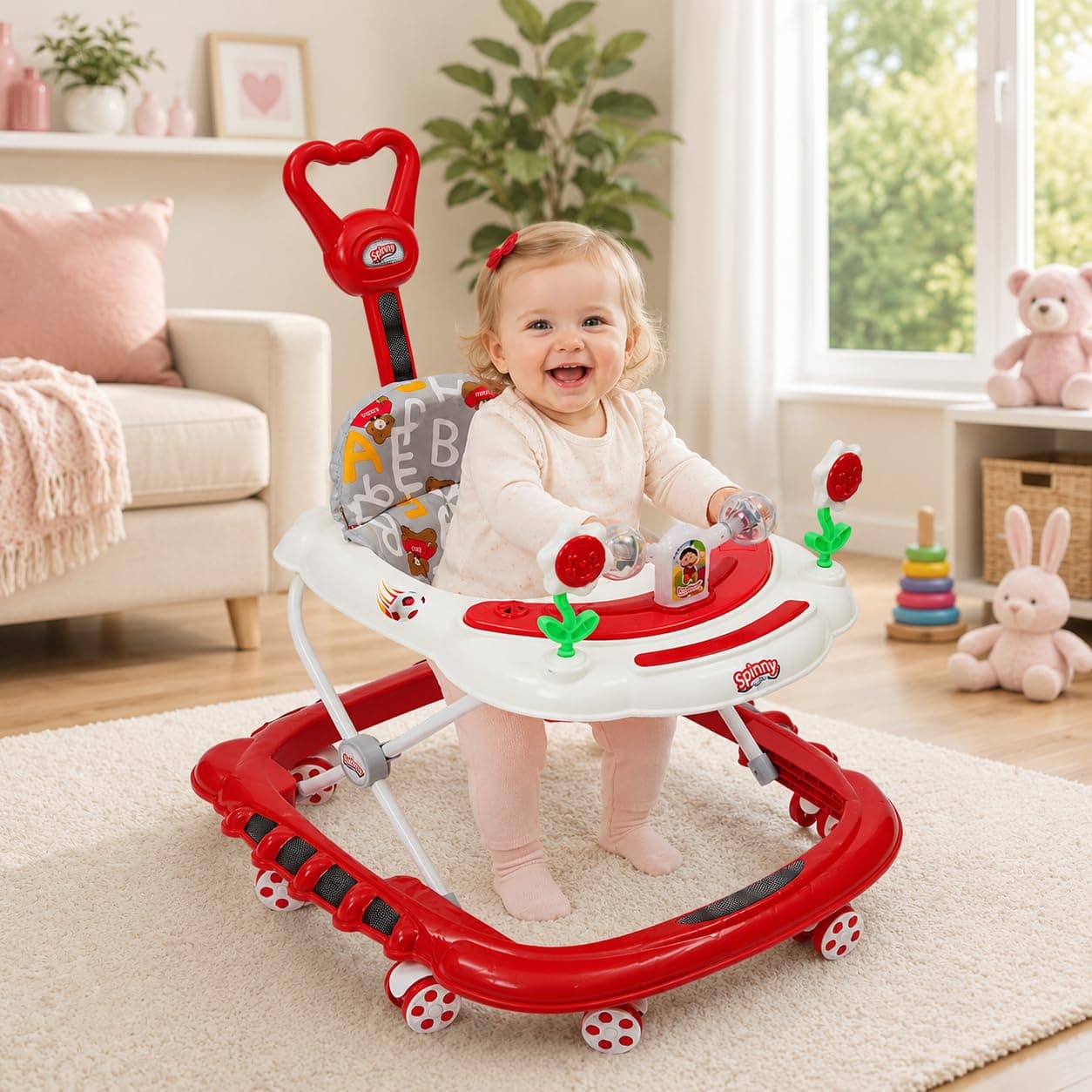 GURTOY® Premium Musical Baby Walker with Push Handle, Adjustable Height & Activity Tray for Babies (6-18 Months)
