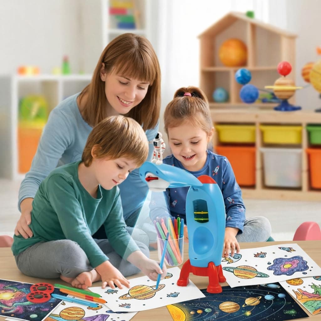 GURTOY® Space Rocket Projection Drawing Toy for Kids with 3 Projection Slides