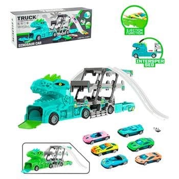 GURTOY® Dinosaur Car Carrier Truck Toy with 6 Mini Cars