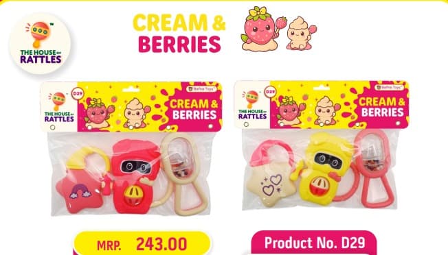 GURTOY® Cream & Berries Baby Sensory Rattle Toy Set