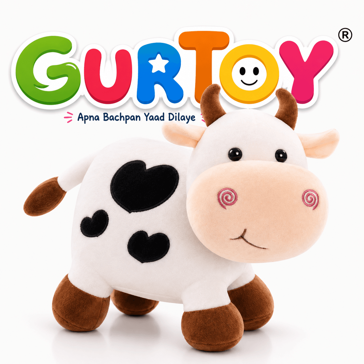 GURTOY® Cute Cow Soft Toy for Kids | Premium Plush Stuffed Animal Teddy for Babies & Toddlers (1–5 Years)