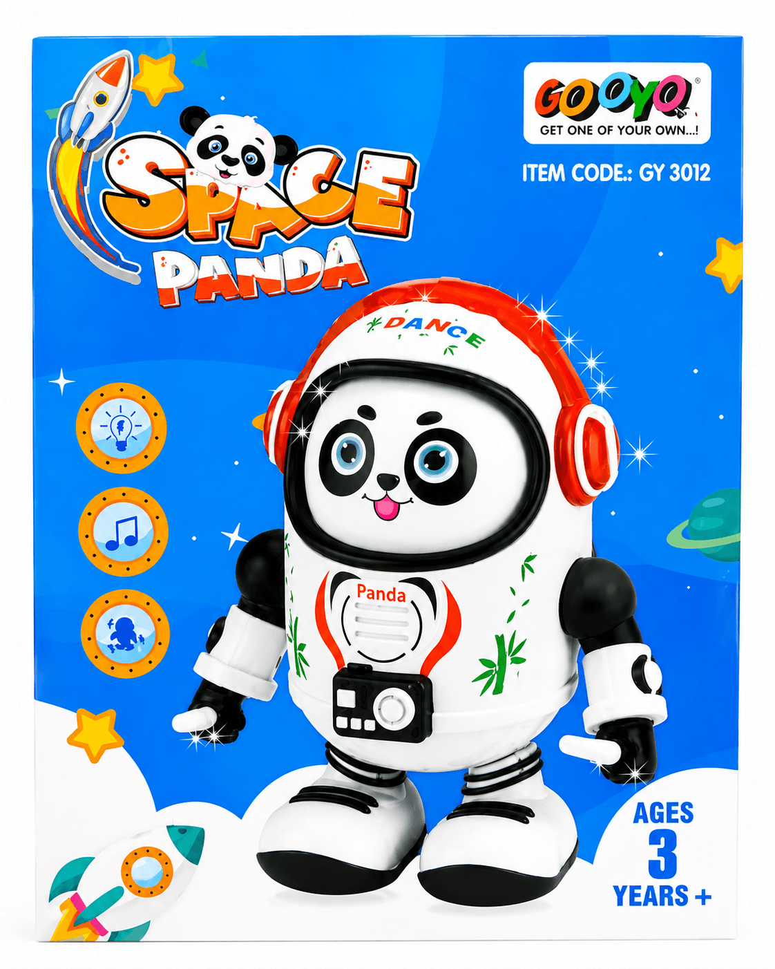 GURTOY® Space Panda Dancing Robot Toy with Music, LED Lights & Bump & Go for Kids (3+ Years)