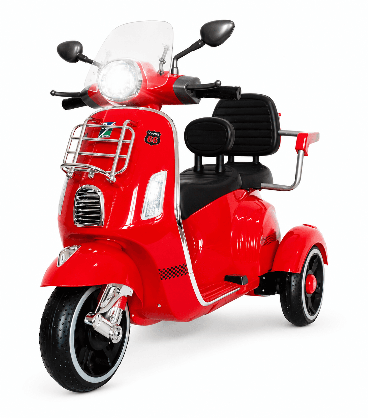 GURTOY® 3 Wheel Battery Operated Ride-On Scooter for Kids with Comfortable Seat, LED Headlight & Music (Red)