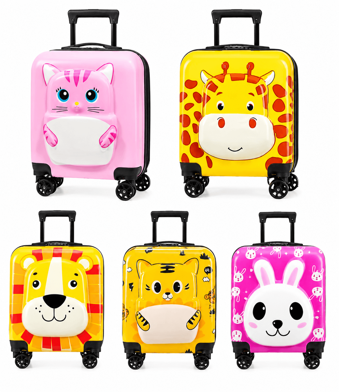 GURTOY® Kids Cartoon Trolley Suitcase | Hard Shell 4-Wheel Spinner Travel Luggage for Boys & Girls (3+ Years)