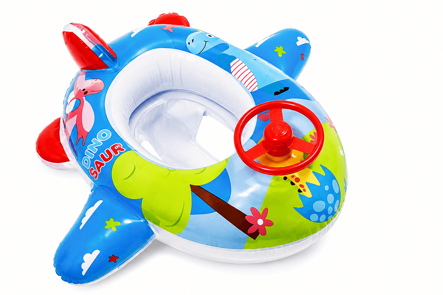 GURTOY® Kids Inflatable Airplane Swim Ring with Steering Wheel | Baby Swimming Pool Float for Boys & Girls (1–5 Years)