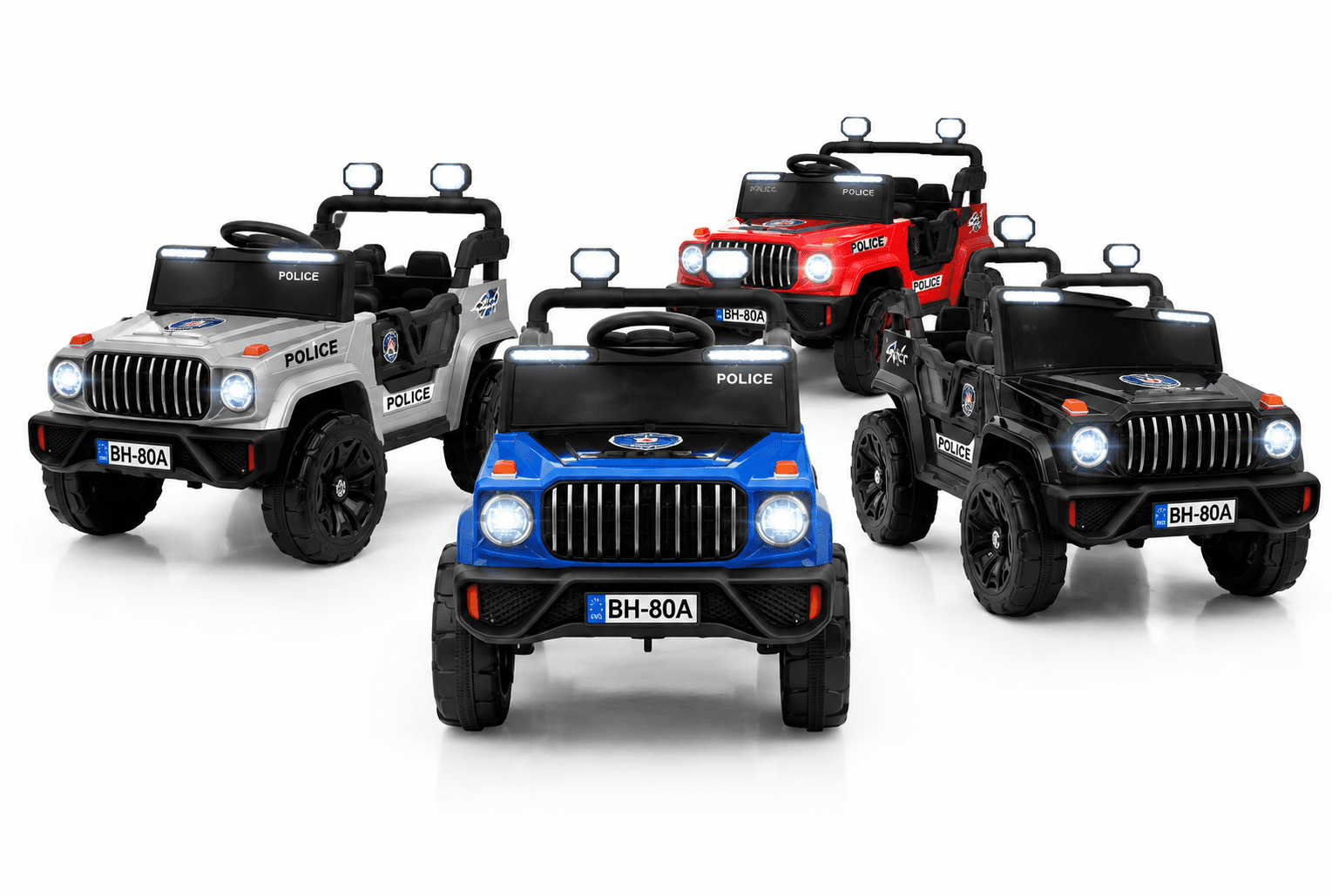 GURTOY® Kids Police Electric Ride-On Jeep | Battery Operated SUV Car with LED Lights