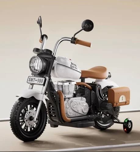 GURTOY® Retro Kids Electric Ride-On Motorcycle | Battery Operated Bike for Kids (1–5 Years)