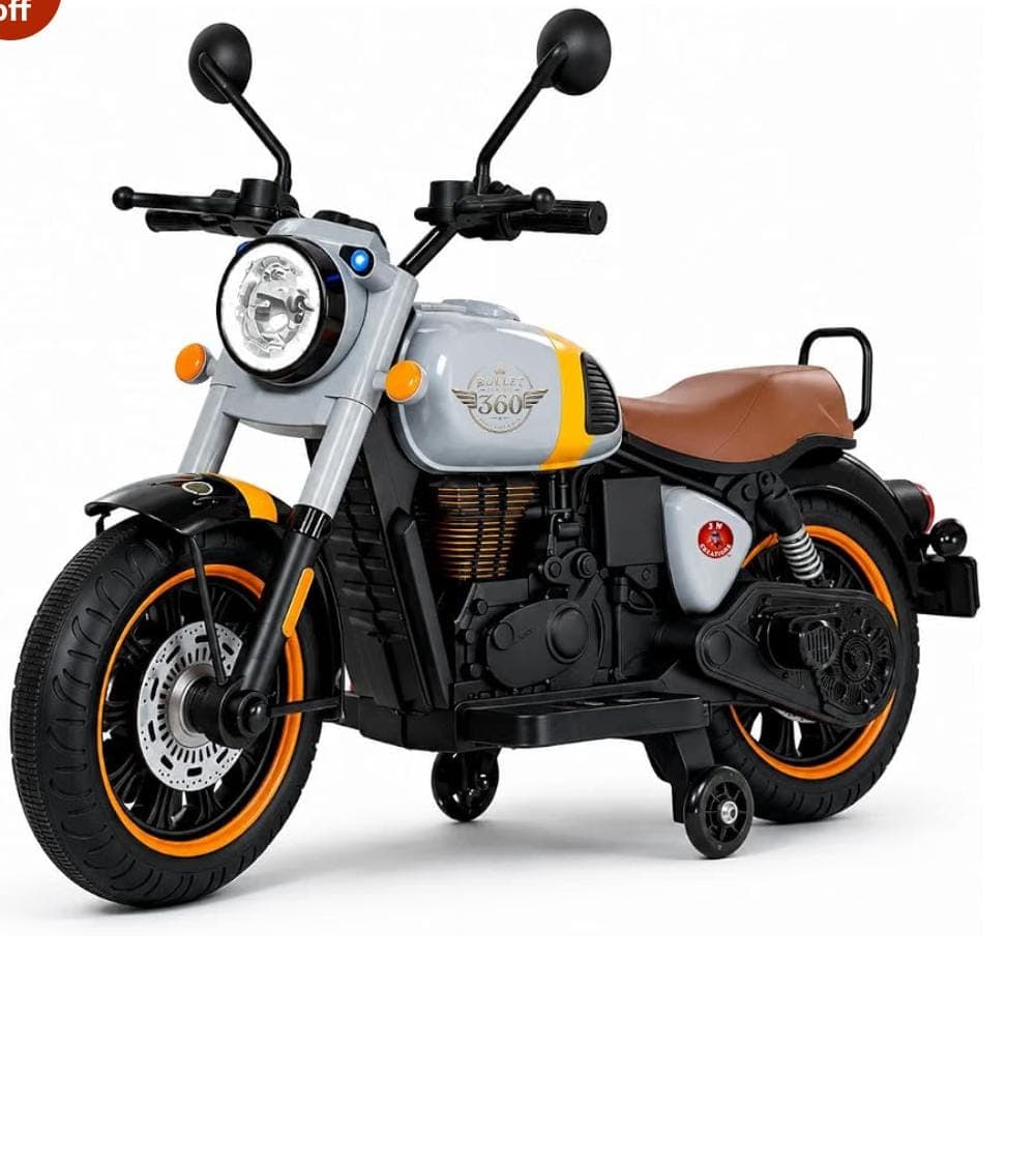 GURTOY® Kids Retro Cruiser Electric Ride-On Motorcycle | Battery Operated Bike for Kids (1–5 Years)