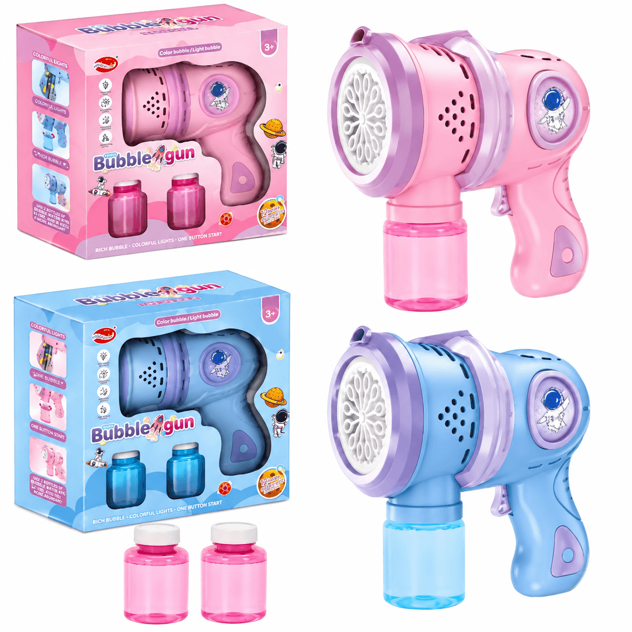 GURTOY® Automatic Bubble Gun for Kids | Battery Operated Bubble Blower Toy with Lights