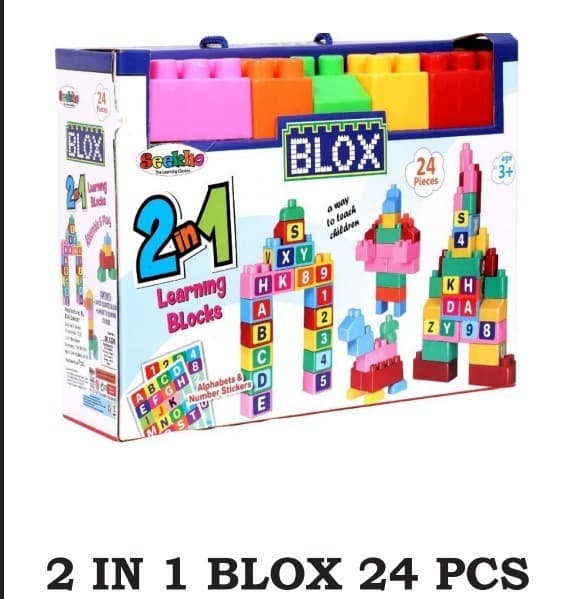 GURTOY® 2 in 1 Learning Blocks Set for Kids | 24 Pieces Building Blocks Toy with Alphabet & Number Learning Primary Keyword: Learning Blocks for Kids