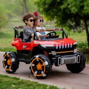GURTOY® Kids Electric Jeep Ride On Car | Battery Operated SUV Jeep with Remote Control, LED Lights & Music for Children