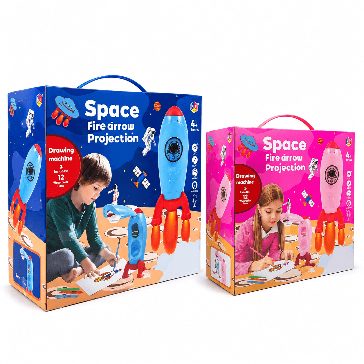 GURTOY® Space Fire Arrow Projection Drawing Machine Toy for Kids | Creative Drawing Projector with Light & Learning Activities
