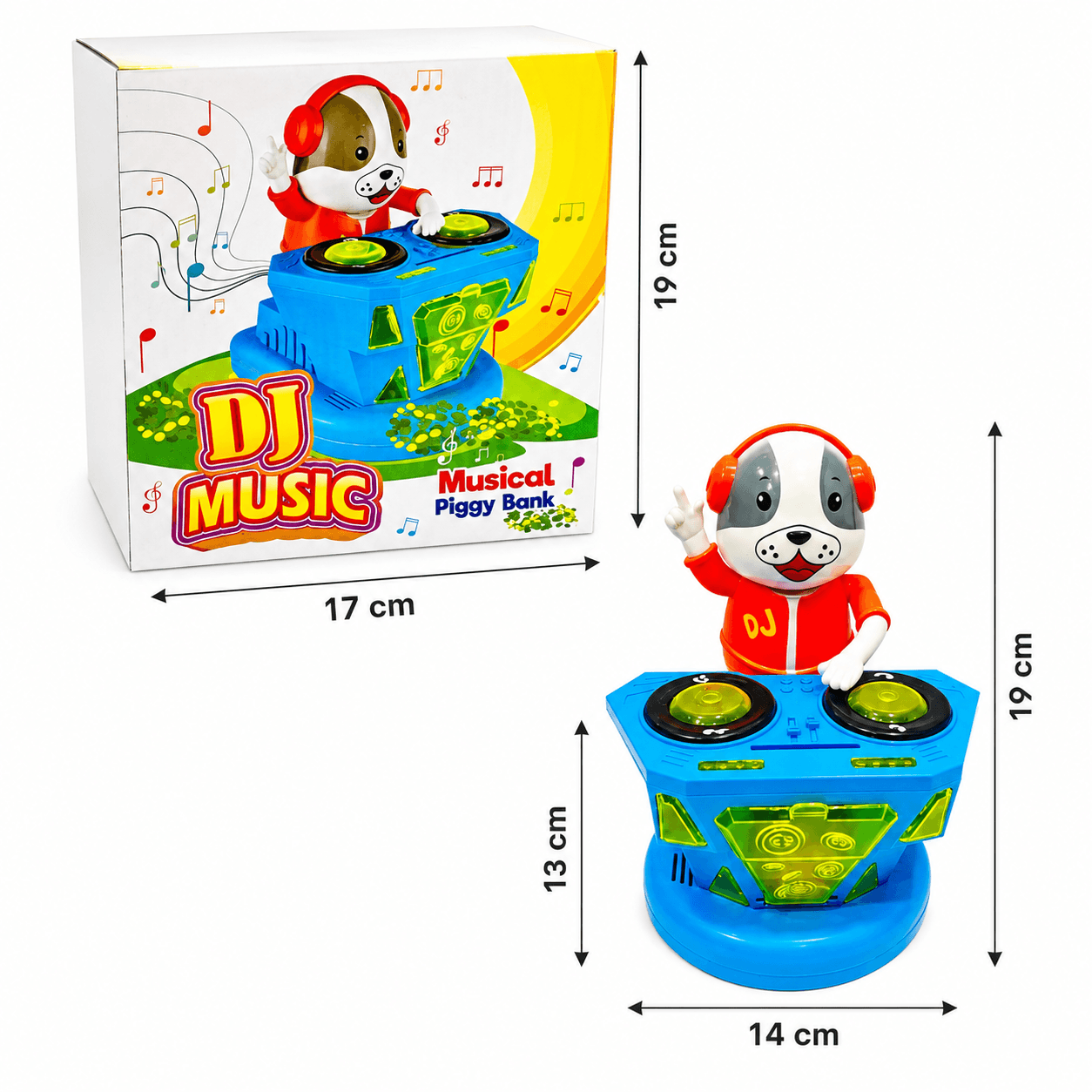 GURTOY® Musical DJ Piggy Bank Toy for Kids | Interactive Music & Coin Saving Toy with Lights and Sound