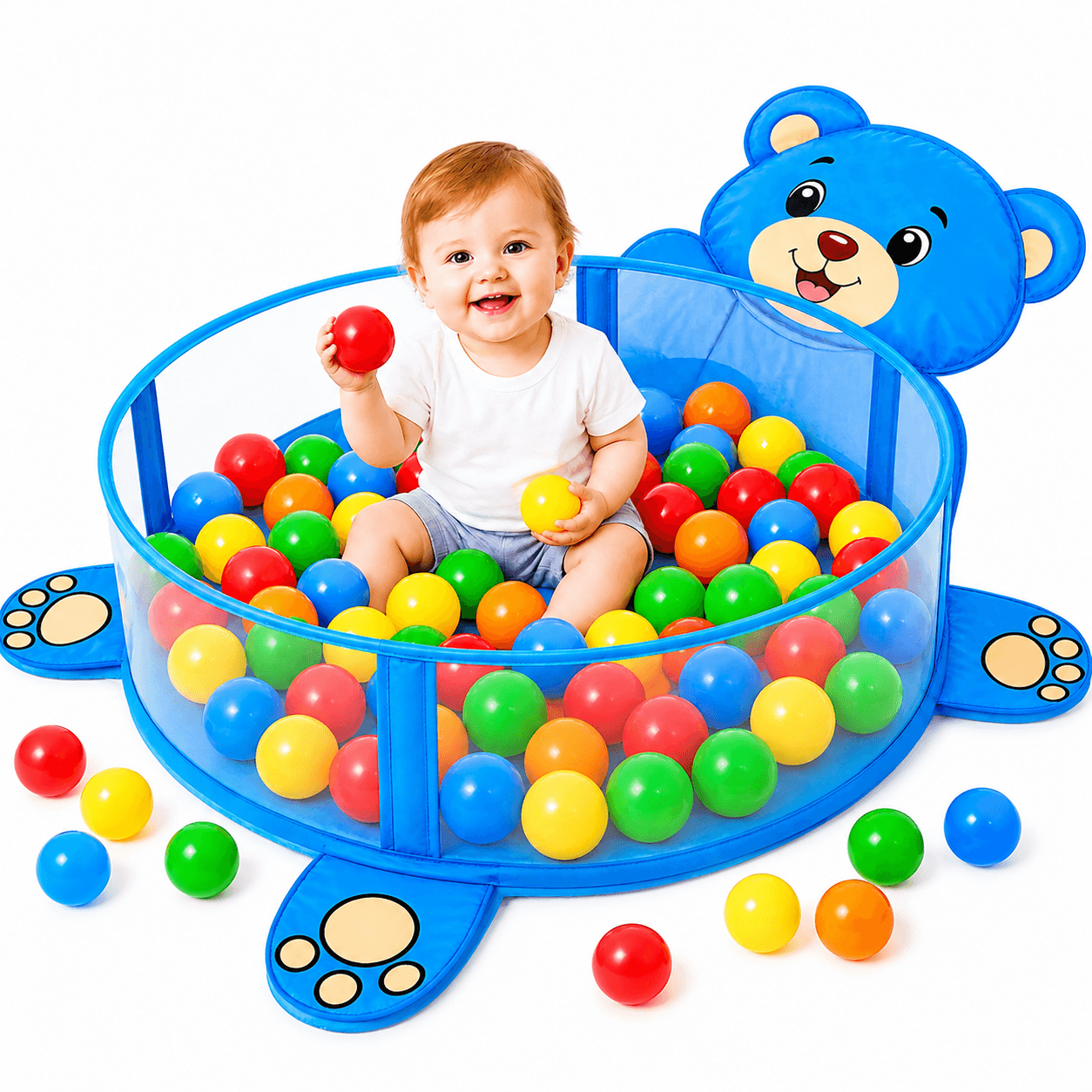 GURTOY® Teddy Ball Pool for Kids with 50 Colourful Balls