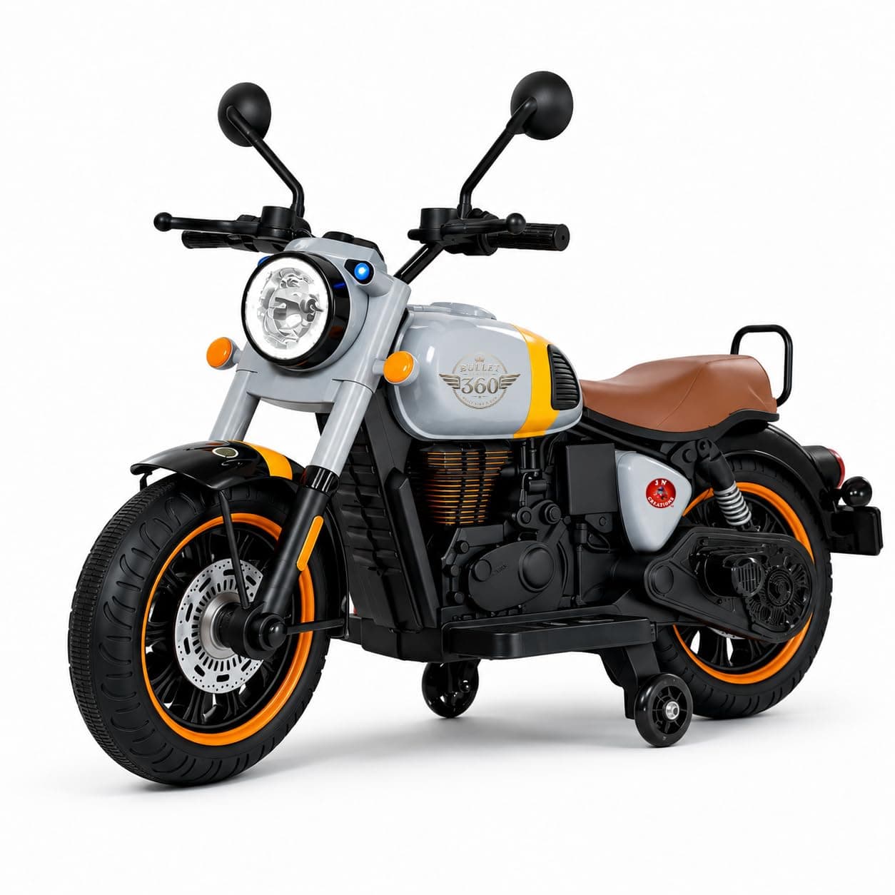 GURTOY Bullet 360 Battery Operated Ride-On Bike for Kids with Music, LED Lights & Training Wheels