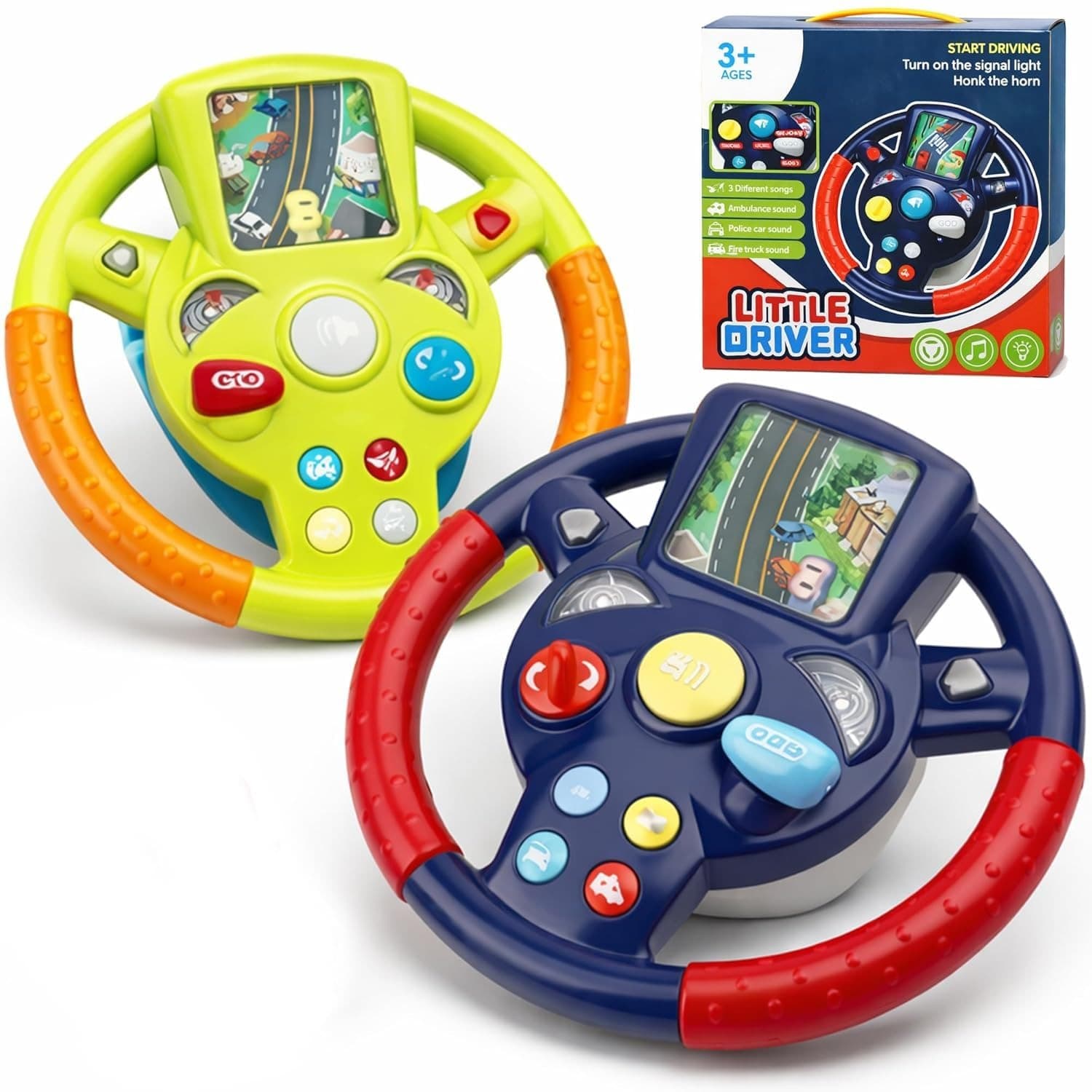 Gurtoy Little Driver Musical Steering Wheel Toy for Kids with Lights & Sounds