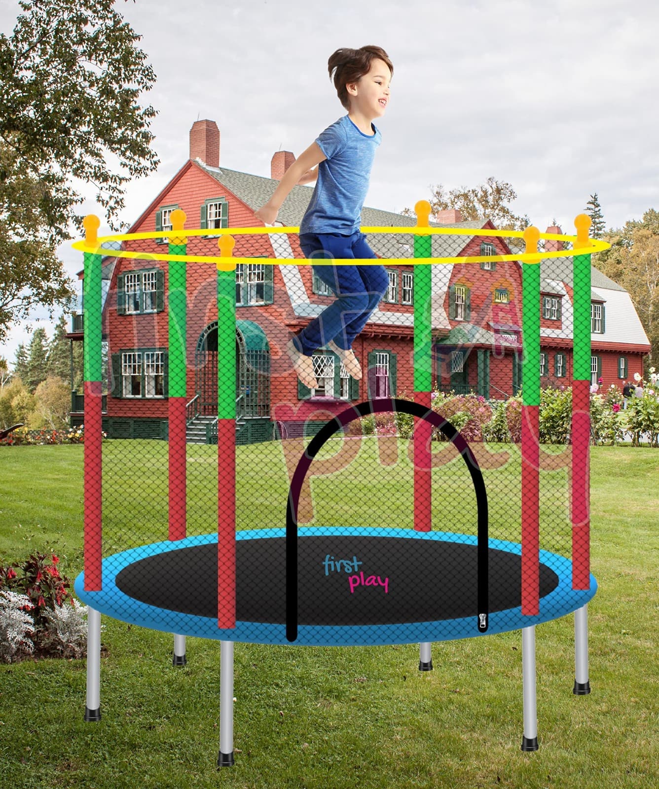 Gurtoy First Play Kids Trampoline with Safety Net for Indoor & Outdoor Use