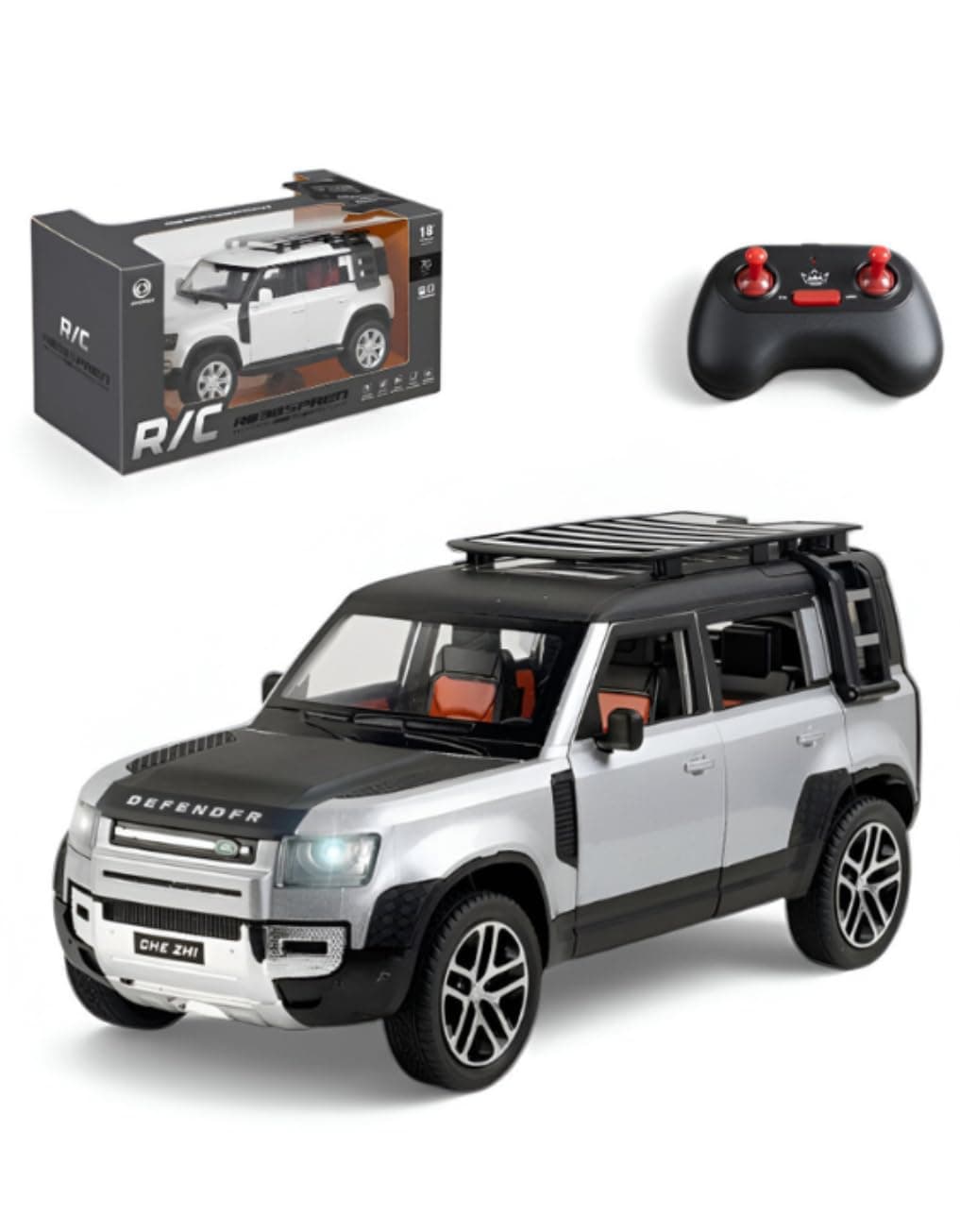 GURTOY® Defender Style Remote Control SUV Car with Smoke Effect & LED Lights