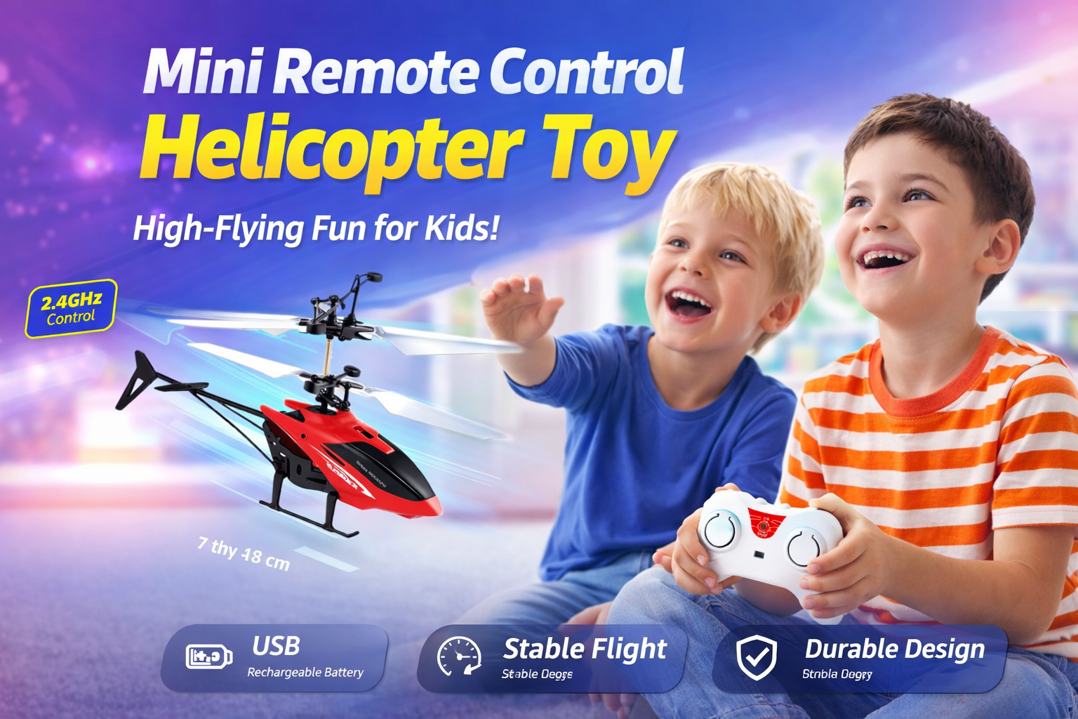 Remote Control Helicopter Toy for Kids – Mini RC Helicopter with Easy Controls